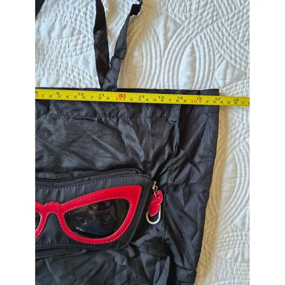 VGUC Lulu Guinness Black Red Sunglasses Convertible Bag Shopping Bag